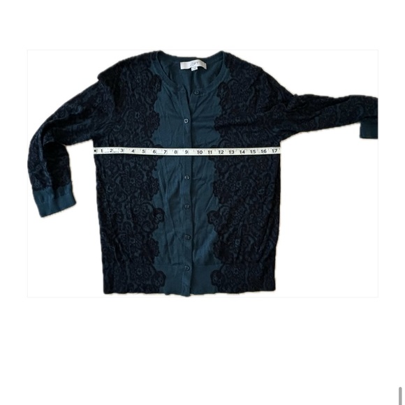 LOFT Lace Print Cardigan Sweater Size M - Picture 3 of 11